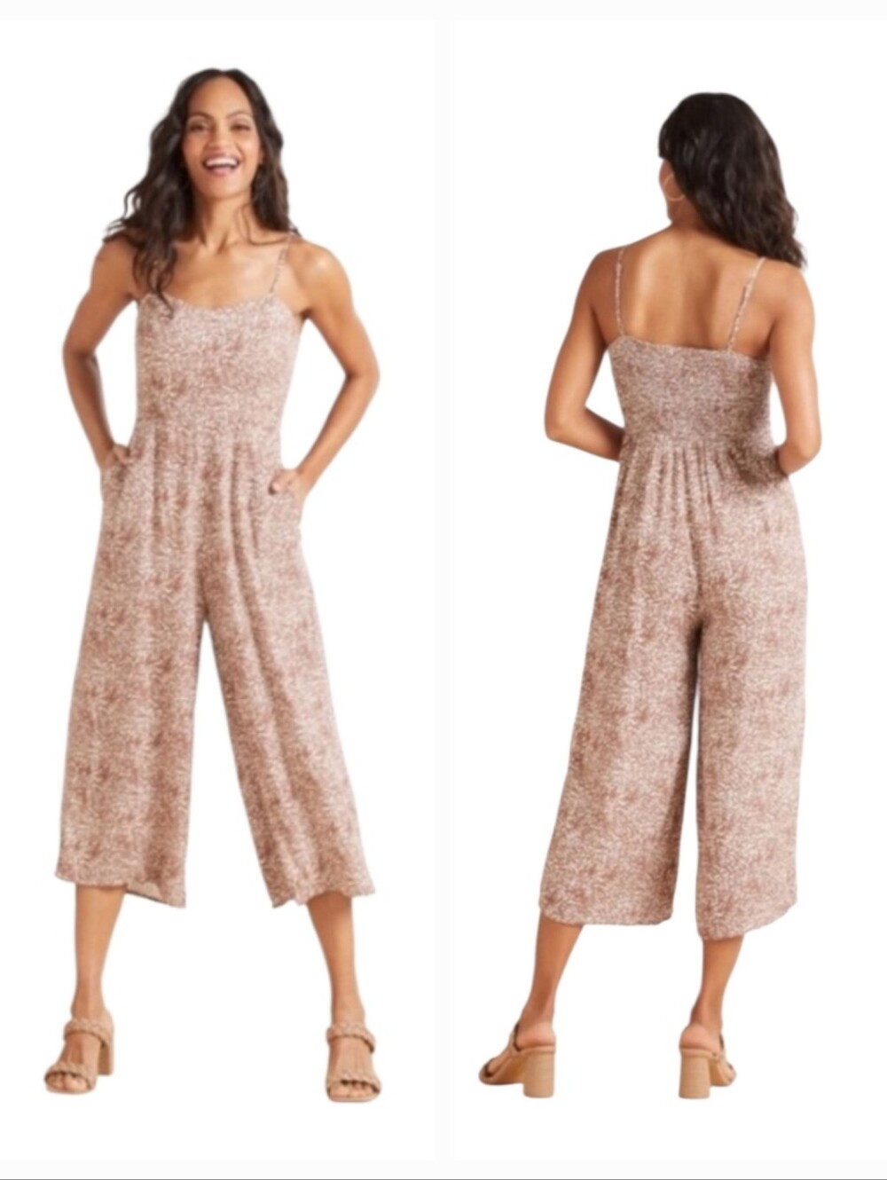 Evereve Roan + Ryan Bodie Wide Cropped Leg Jumpsuit Size Small